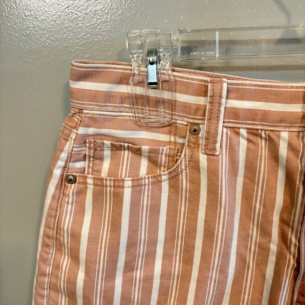 American Eagle Pink and White Striped Cuffed Shorts (Women's 12) - Picture 3 of 6